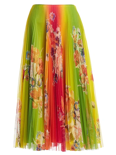 Ralph Lauren Women's Pleated Floral Midi Skirt In Ombre Multi