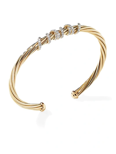 David Yurman Helena Center Station Bracelet In 18k Yellow Gold With Diamonds