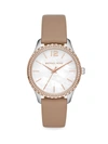 MICHAEL KORS LAYTON PAVÉ, ROSE GOLDTONE STAINLESS STEEL & LEATHER WATCH,400013054908