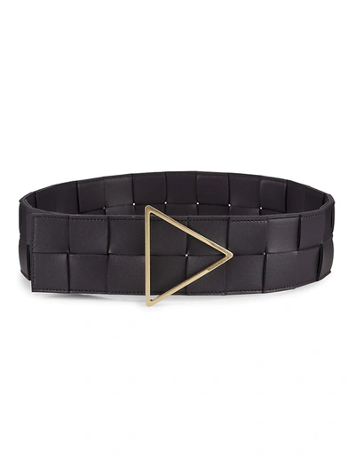 Bottega Veneta Intrecciato Leather Waist Belt In Black