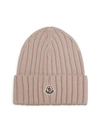 Moncler Tricot Wool Beanie In Blush
