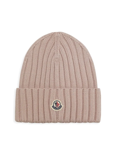 Moncler Tricot Wool Beanie In Blush