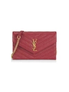 Saint Laurent Small Monogram Matelassé Leather Wallet-on-chain In Red Laquer
