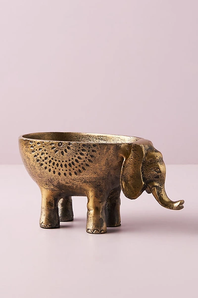 Anthropologie Ezzie Elephant Planter In Gold