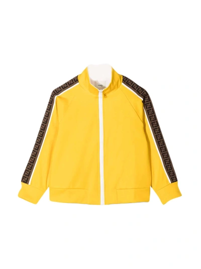 Fendi Babies' Ff-trimmed Track Jacket In Yellow