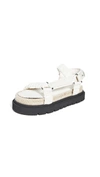 3.1 Phillip Lim Noa Smooth And Croc-effect Leather Platform Sandals In Creme Brulee