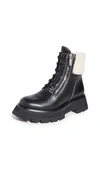 3.1 Phillip Lim Kate Zip Lug-sole Shearling-trimmed Leather Combat Boots In Black