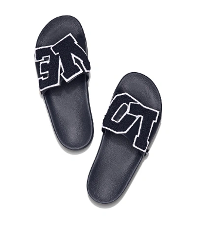Tory Sport Tory Burch Love Slide Sandals In Bright Navy/bright Navy/white