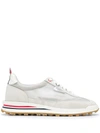 Thom Browne White Low Top Perforated Sneaker With Non-slip Rubber Outsole In White