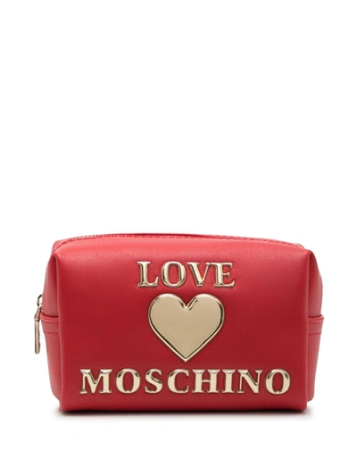 Love Moschino Heart Logo Make-up Bag In Red