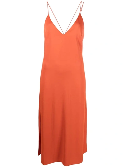 Aeron Giselle Satin Slip Dress In Orange