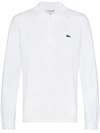Lacoste Classic Fit Long-sleeve Pique Polo Shirt In White