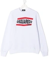 Dsquared2 Logo Print Cotton Sweatshirt In White