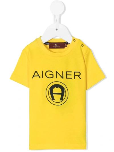 Aigner Babies' Logo Print T-shirt In Yellow