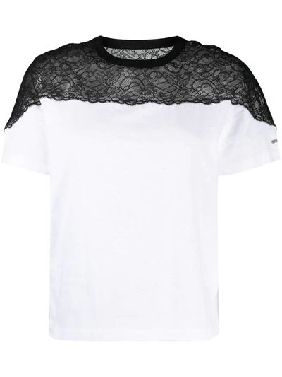 Red Valentino Lace-panel Short-sleeve T-shirt In White