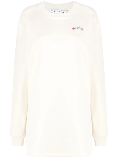 Off-white Logo-print Long-sleeve Sweatshirt In White
