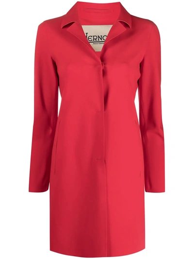 Herno Single-breasted Scuba Coat In Red