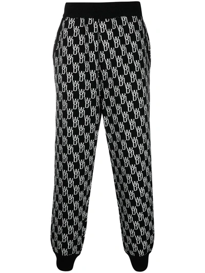We11 Done Intarsia Knit Track Trousers In Black