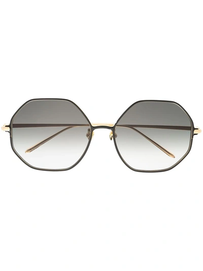 Linda Farrow Hexagon Frame Sunglasses In 金色