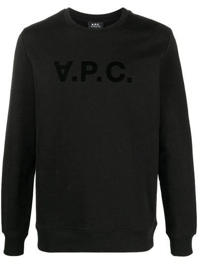 A.p.c. Logo Print Long-sleeved Jumper In Black
