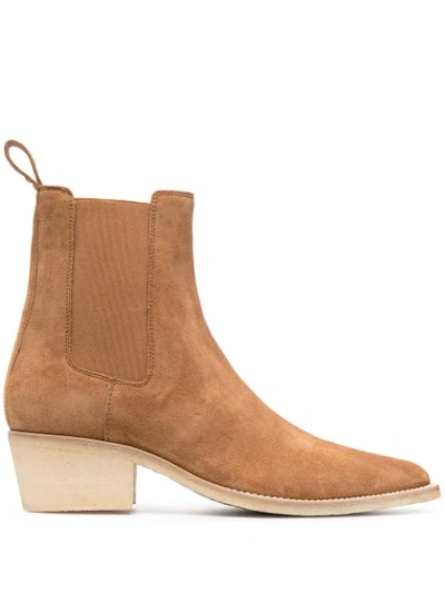 Amiri Chelsea Crepe Suede Ankle Boots In Brown