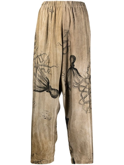 Uma Wang Octopus-print Straight Trousers In Neutrals