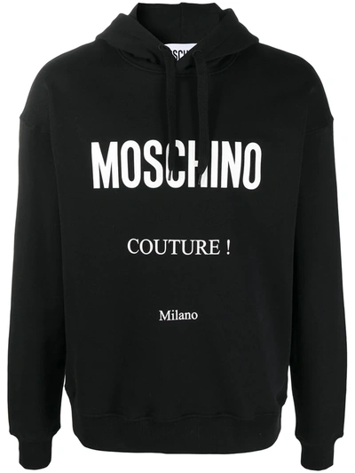 Moschino Logo-print Cotton Hoodie In Black