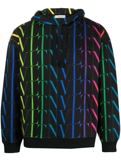 Valentino Vlt Times Hoodie In Black In Multicolor