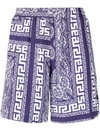 Aries Purple Bandana Print Bermuda Shorts In Blue