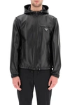 Prada Reversible Blouson In Leather And Re-nylon In Nero (black)