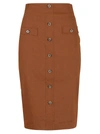 PINKO BROWN LINEN SKIRT,RASATOGONNATELADIMARRONENOCE