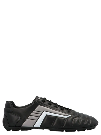 Prada Oxford Leather Sneakers In Black