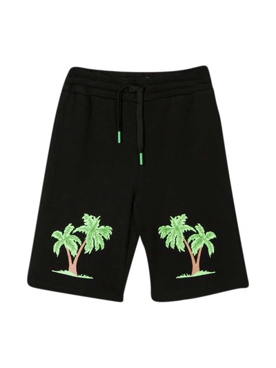 Stella Mccartney Teen Palm Tree-print Drawstring Shorts In Black