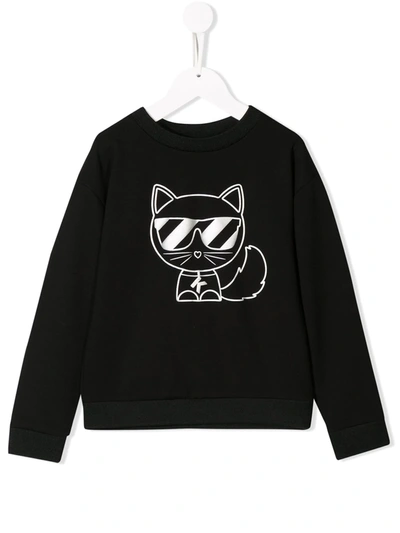 Karl Lagerfeld Kids' Choupette Outline套头衫 In Black