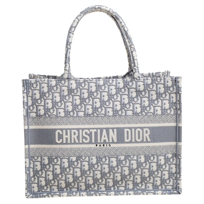 Pre-owned Dior Grey Oblique Canvas Small Book Tote