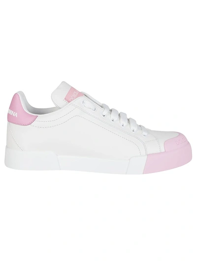 Dolce & Gabbana Dolce And Gabbana White And Pink Portofino Sneakers