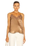 Iro Berwyn Lace-trimmed Silk-charmeuse Camisole In Camel & Grey