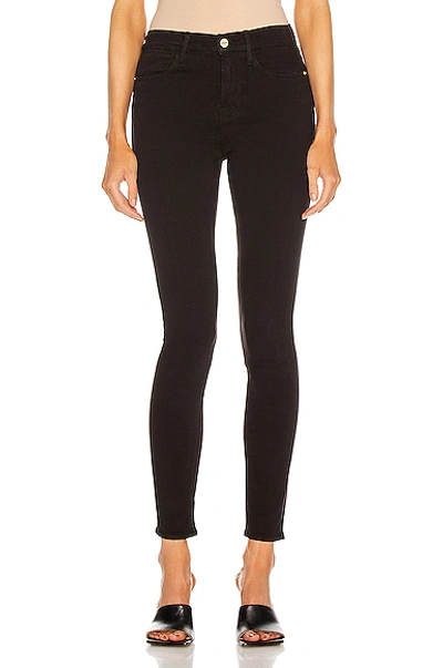 Frame 24 Hour Cropped High-rise Skinny Jeans In Black