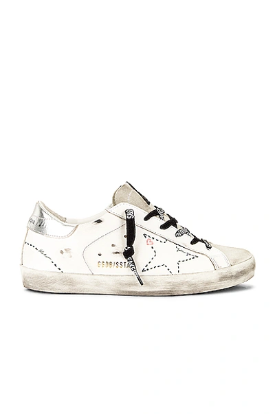 Golden Goose Superstar Distressed Low-top Trainers In Ice  White & Silver