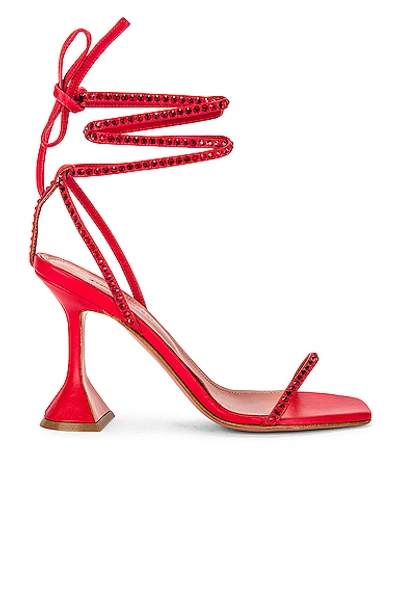 Amina Muaddi Leather Crystal-embellished Vita Sandals 95 In Red