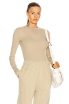 Cotton Citizen Verona Ribbed Long Sleeve Crop Top In Truffle