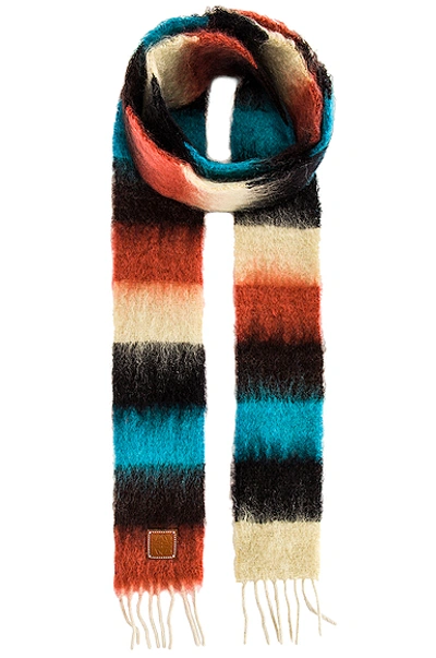 Loewe Womens Orange/yellow Striped Logo-patch Wool-blend Scarf 1 Size In Multicolor