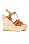 Saint Laurent Tribute Espadrille Wedge Sandals In Orange