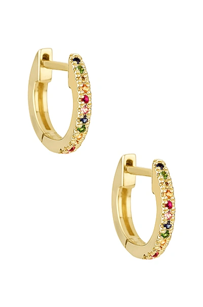 Stone And Strand Rainbow Sapphire Pave Huggie Earrings In Gold & Multi