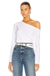 Norma Kamali Long Sleeve Drop Shoulder Top In White