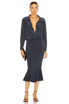 NORMA KAMALI FOR FWRD BOYFRIEND SHIRT FISHTAIL DRESS,NOMF-WD217