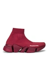 Balenciaga Women's Speed 2.0 Knit High Top Sock Sneakers In Dark Burgundy