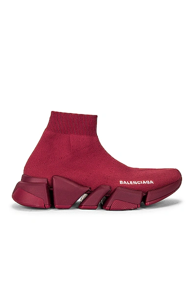 Balenciaga Women's Speed 2.0 Knit High Top Sock Sneakers In Dark Burgundy/white