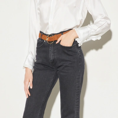 Sandro Double Loop Leather Belt In Brown