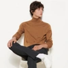 Sandro Roll Neck Wool Sweater In Camel